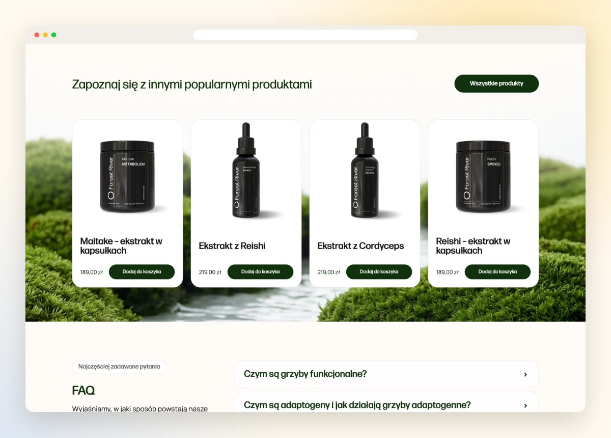 Sekcja polecanych produktów w sklepie Sekcja polecanych produktów w sklepie