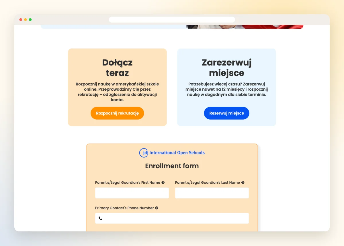 Formularz zapisu do szkoły online